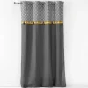 rideau a oeillets 140 x 240 cm coton uni+top imprime+pompons neo casa