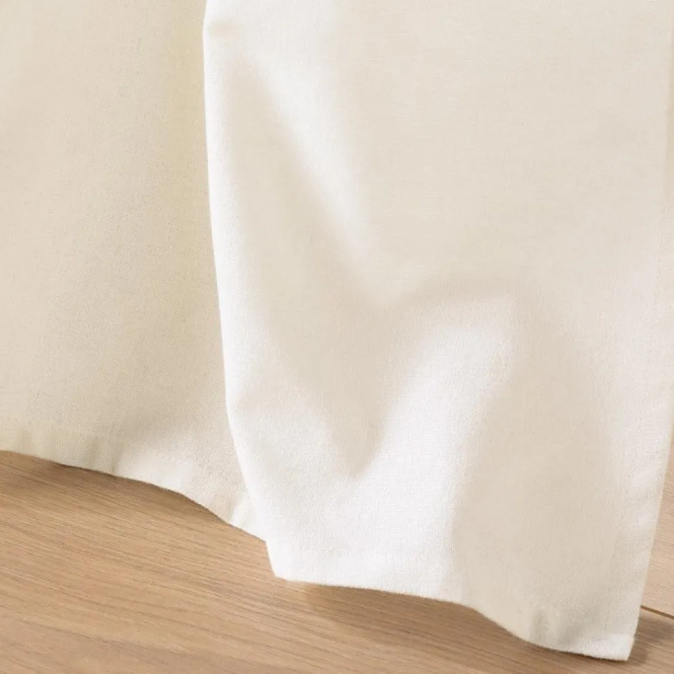 Rideau a oeillets 140 x 240 cm poly-coton + haut tissé + pompon Island