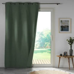 Rideau a oeillets 140 x 260 cm 100% occultant/microfibre unie obscure Kaki