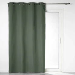 Rideau a oeillets 140 x 260 cm 100% occultant/microfibre unie obscure Kaki