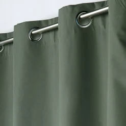 Rideau a oeillets 140 x 260 cm 100% occultant/microfibre unie obscure Kaki