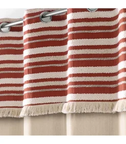 RIDEAU A OEILLETS 140 x 240 CM COTON UNI FRANGES TERRACOTTA - 140x240cm - Terre cuite