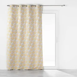 Rideau a oeillets tamisant 140 x 260 cm jacquard Floriani Jaune