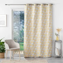 Rideau a oeillets tamisant 140 x 260 cm jacquard Floriani Jaune
