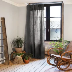 Rideau ajustable gaze de coton gris 140x300 cm