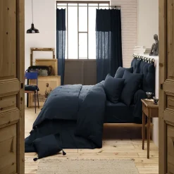 Rideau ajustable gaze de coton bleu 140x300 cm
