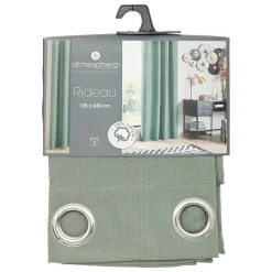 Rideau Anjali en coton & métal 135x240cm vert céladon - Atmosphera