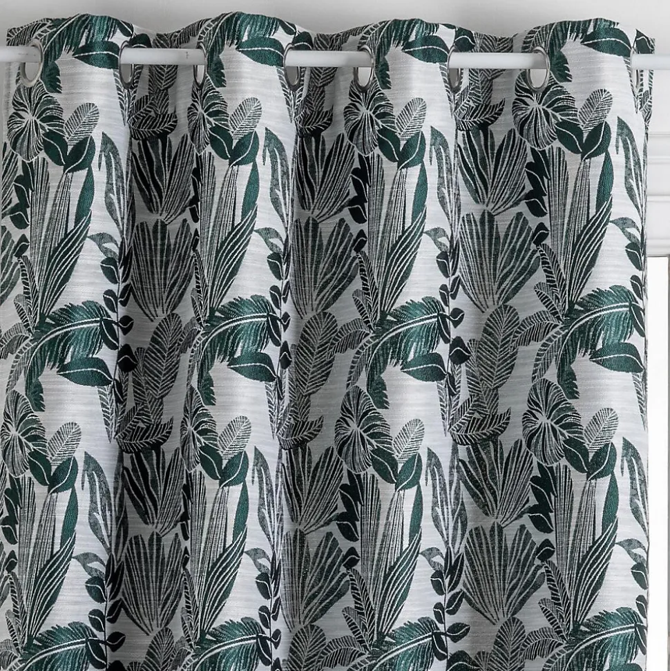 Rideau Bejuco à motifs jacquard - à oeillets - vert cèdre 140x260 cm - Atmosphera
