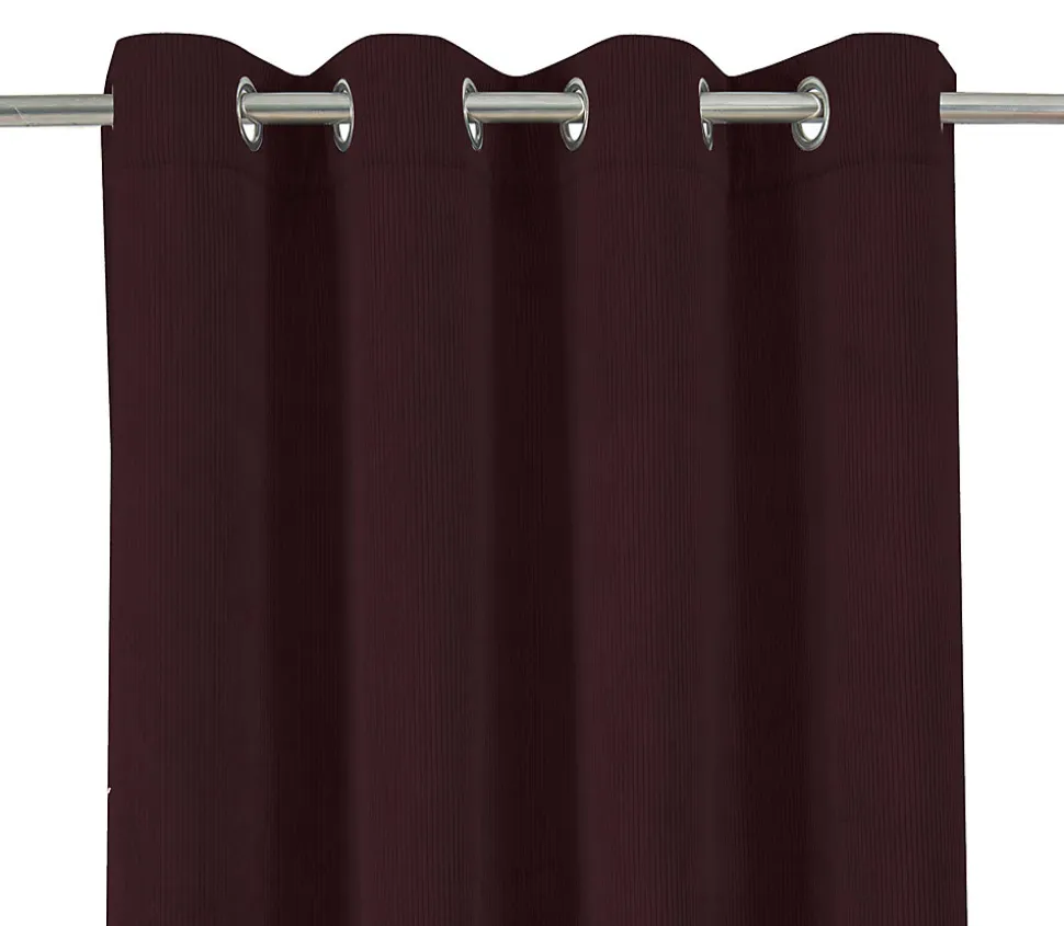 Rideau côtelé isolant thermique à oeillets bordeaux L.260 x l.140cm