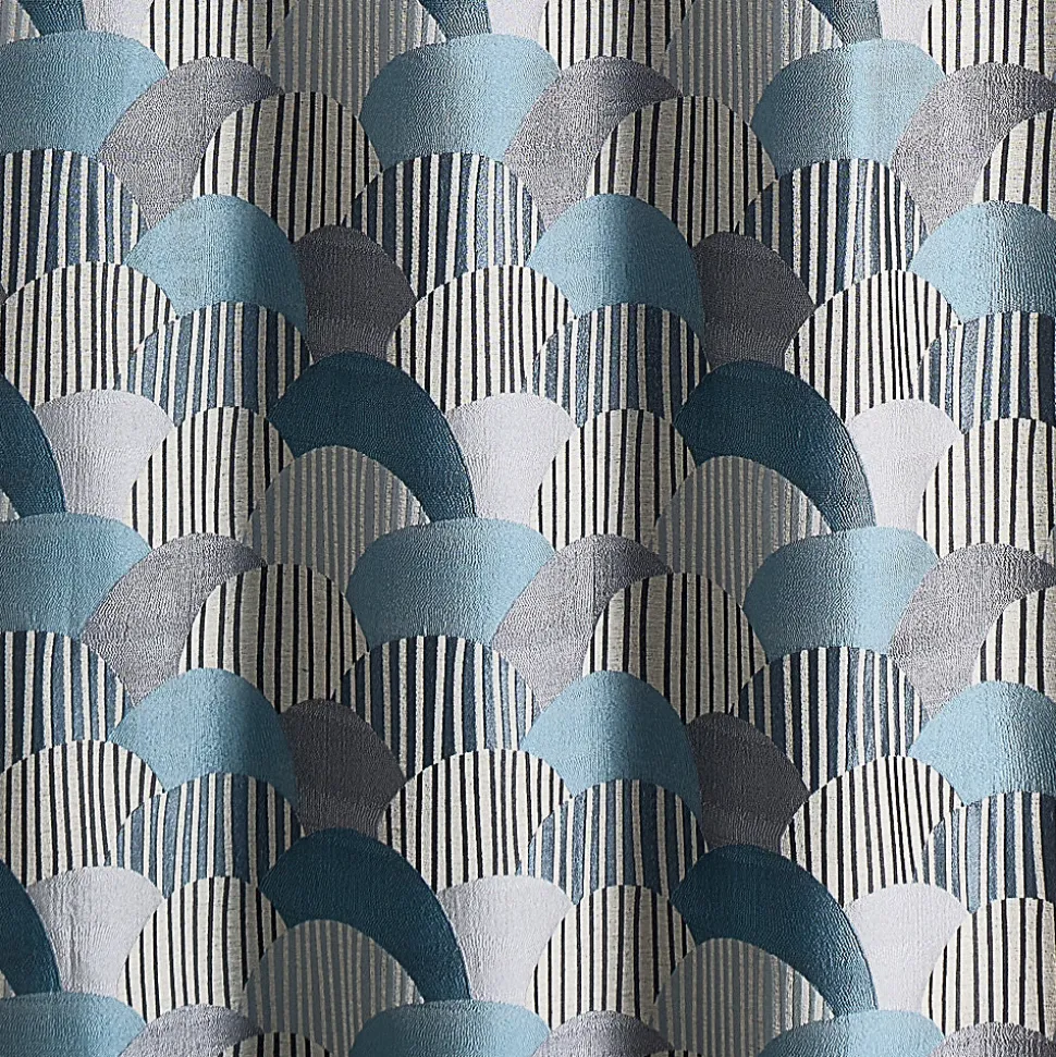 Rideau d'ameublement à jacquard arrondi (140x260 cm - Bleu)