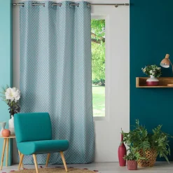 Rideau d'ameublement au style géométrique (140x260 cm - Turquoise)
