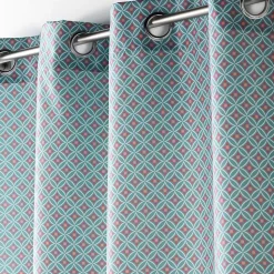 Rideau d'ameublement au style géométrique (140x260 cm - Turquoise)