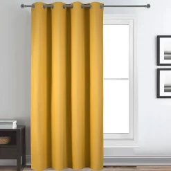 Rideau déco uni occultant et thermique (140x260 cm - Jaune moutarde)