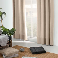 Rideau en coton recyclé - Effet chiné (135x240 cm - Naturel)