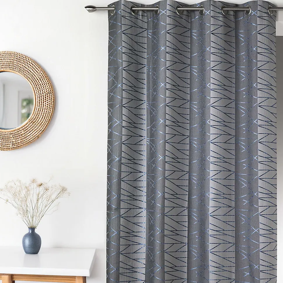 Rideau en Jacquard à Rayures Verticales "Fun" (135x260 cm - Bleu)