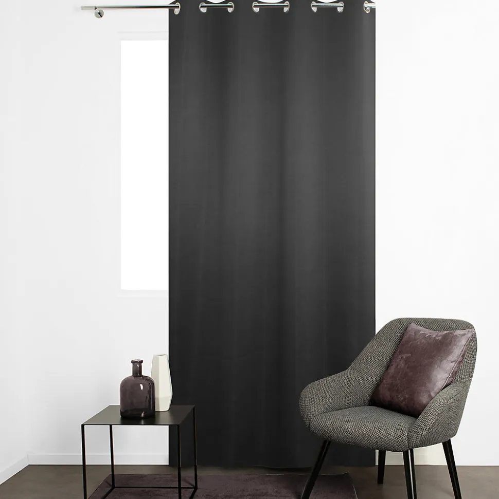 Rideau Eve occultant JBY Creation l.135 x H.240cm uni gris foncé