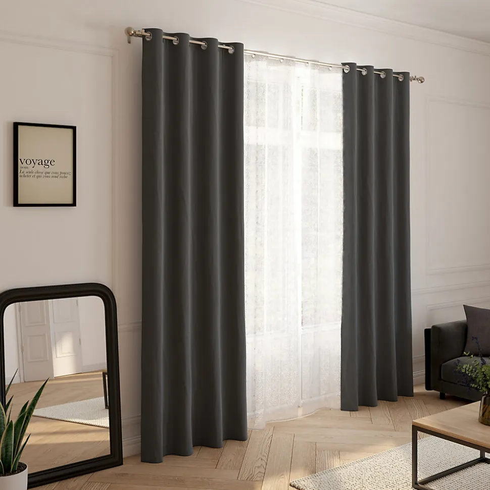 Rideau Eve occultant JBY Creation l.135 x H.240cm uni gris foncé