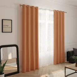Rideau Eve occultant JBY Creation l.135 x H.240cm uni orange terracotta