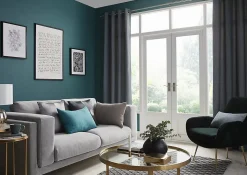 Rideau GoodHome Digga bleu l.140 x H.260 cm