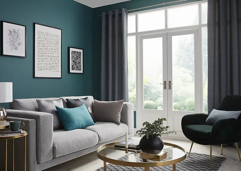 Rideau GoodHome Digga bleu l.140 x H.260 cm