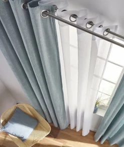 Rideau GoodHome Pahea vert d'eau l.135 x H.260 cm