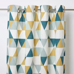 Rideau GoodHome Rima bleu et vert l.140 x H.260 cm