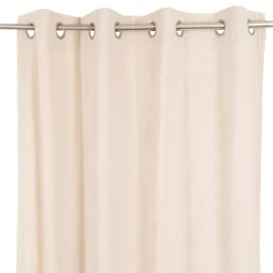 Rideau œillets GoodHome Cayuga beige velours l.140 x H.260 cm