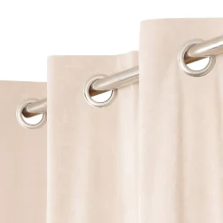 Rideau œillets GoodHome Cayuga beige velours l.140 x H.260 cm