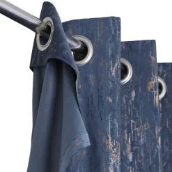 Rideau œillets GoodHome Figari bleu marine velours l.140 x H.260 cm