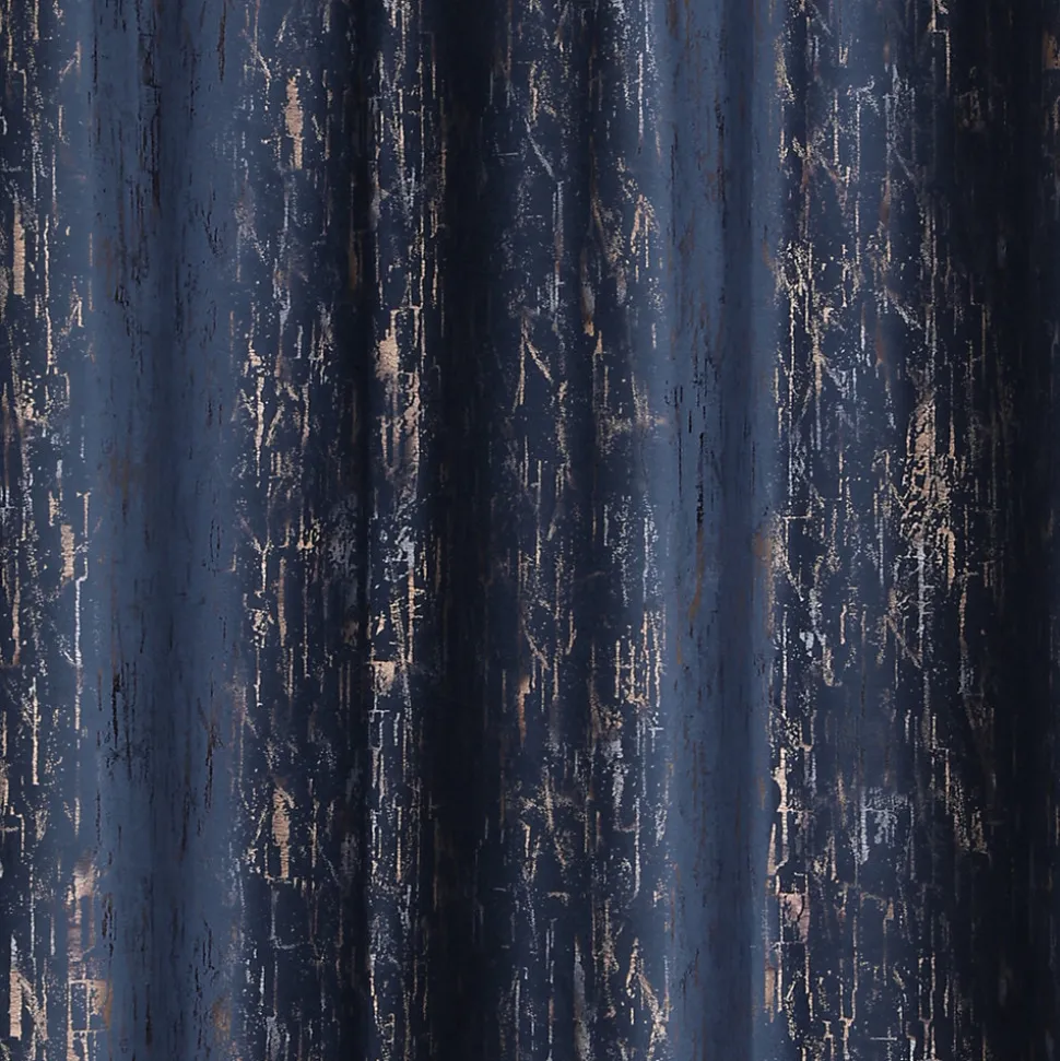 Rideau œillets GoodHome Figari bleu marine velours l.140 x H.260 cm