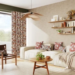 Rideau imprimé fleurs roses Miekki GoodHome l.140 x H.260cm