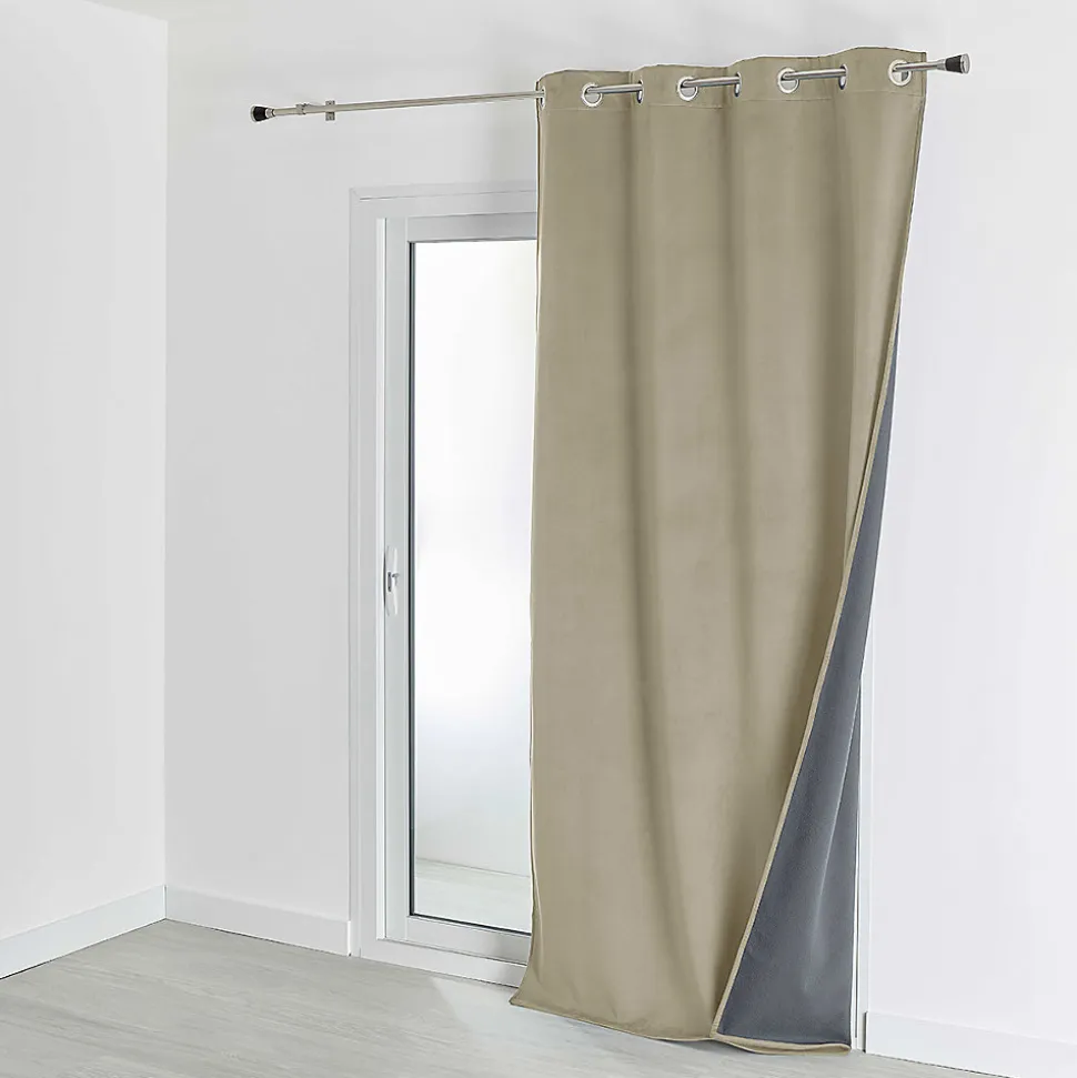 Rideau isolant et occultant en velours doublé polaire (135x280 cm - Beige)