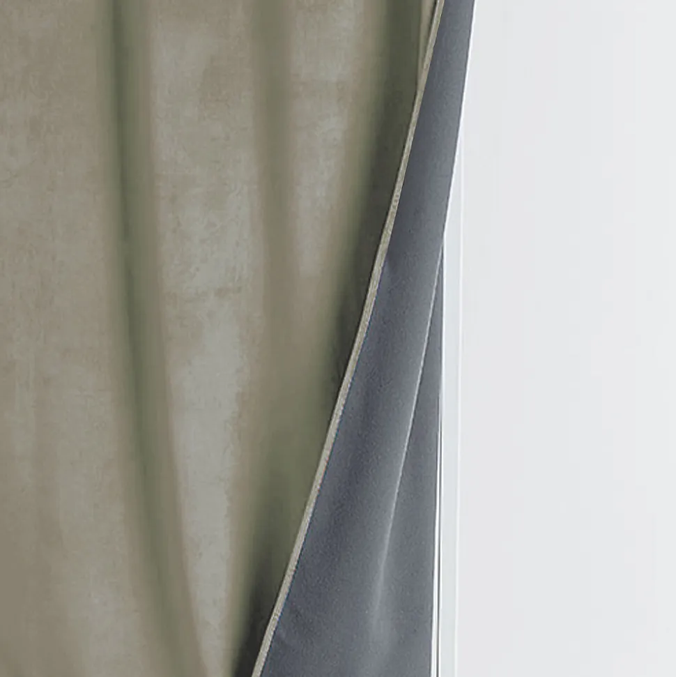 Rideau isolant et occultant en velours doublé polaire (135x280 cm - Beige)
