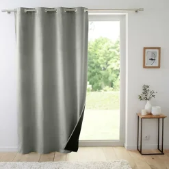 Rideau isolant et thermique en velours (140x260 cm - Gris)