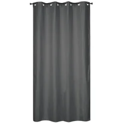 Rideau isolant thermique à œillets, doublure polaire effet lin gris foncé L.240 x l.135cm Dylrev