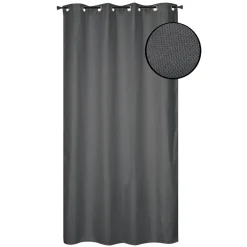 Rideau isolant thermique à œillets, doublure polaire effet lin gris foncé L.240 x l.135cm Dylrev