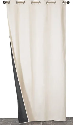 Rideau isolant thermique à œillets, doublure polaire beige L.240 x l.140cm Dylrev