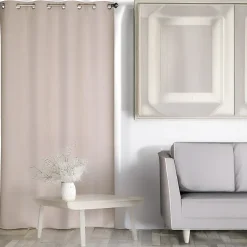 Rideau isolant Thermique et Phonique à œillets 140x240cm prêt à poser, Beige