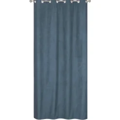Rideau isolant thermique à œillets, doublure polaire, effet suédine bleu marine L.240 x l.140cm Dylrev