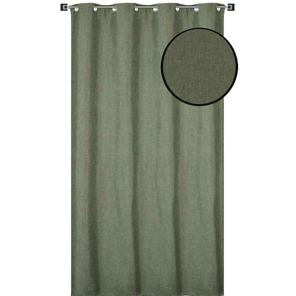Rideau isolant thermique à œillets, doublure polaire vert chiné L.240 x l.135cm Dylrev