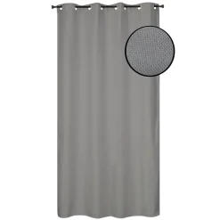 Rideau isolant thermique à œillets, doublure polaire effet lin gris L.240 x l.135cm Dylrev