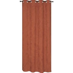 Rideau isolant thermique à œillets, doublure polaire effet éponge terracotta L.240 x l.140cm Dylrev