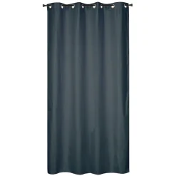 Rideau isolant thermique à œillets, doublure polaire effet lin bleu marine L.240 x l.135cm Dylrev