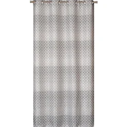Rideau Jacquard Géométrique Prêt à Poser 140x240cm en Gris.