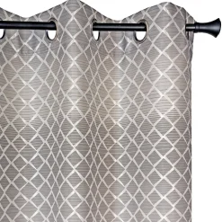 Rideau Jacquard Géométrique Prêt à Poser 140x240cm en Gris.