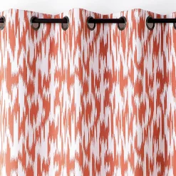 Rideau jacquard motif ikat en fils upcyclés (140x280 cm - Terracotta)
