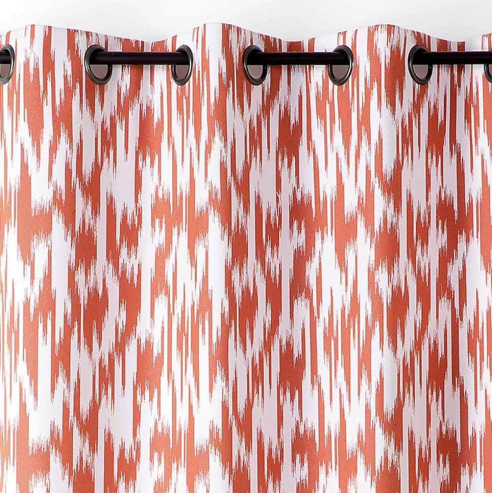Rideau jacquard motif ikat en fils upcyclés (140x280 cm - Terracotta)