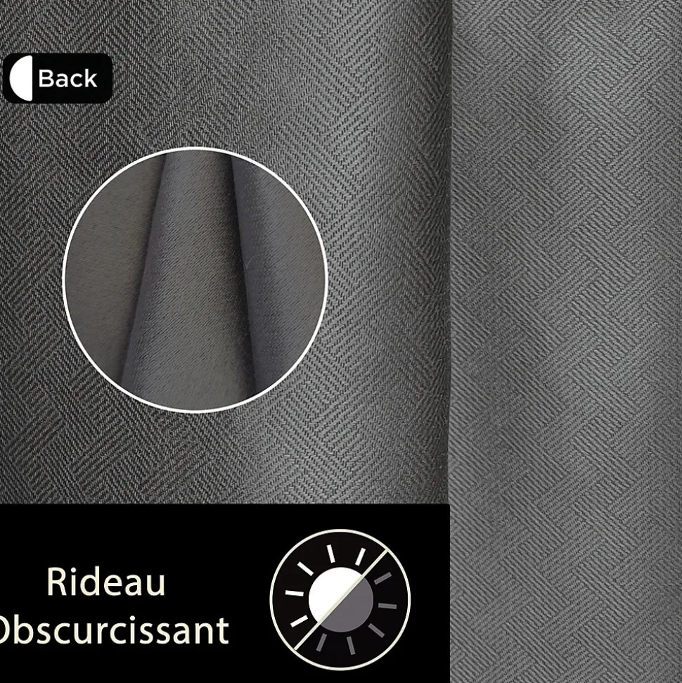 Rideau Jacquard Obscurcissant à Œillets 140x240cm - Design Élégant en Gris