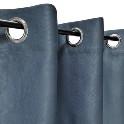 Rideau Jacquard Obscurissant en Bleu Marine 140x240cm avec Œillets - Prêt à Poser