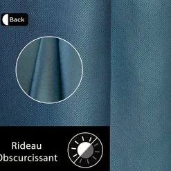 Rideau Jacquard Obscurissant en Bleu Marine 140x240cm avec Œillets - Prêt à Poser